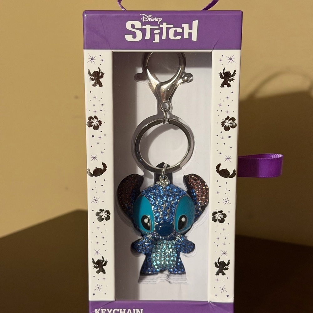 Disney Stitch Keychain with Blue and Black Accents